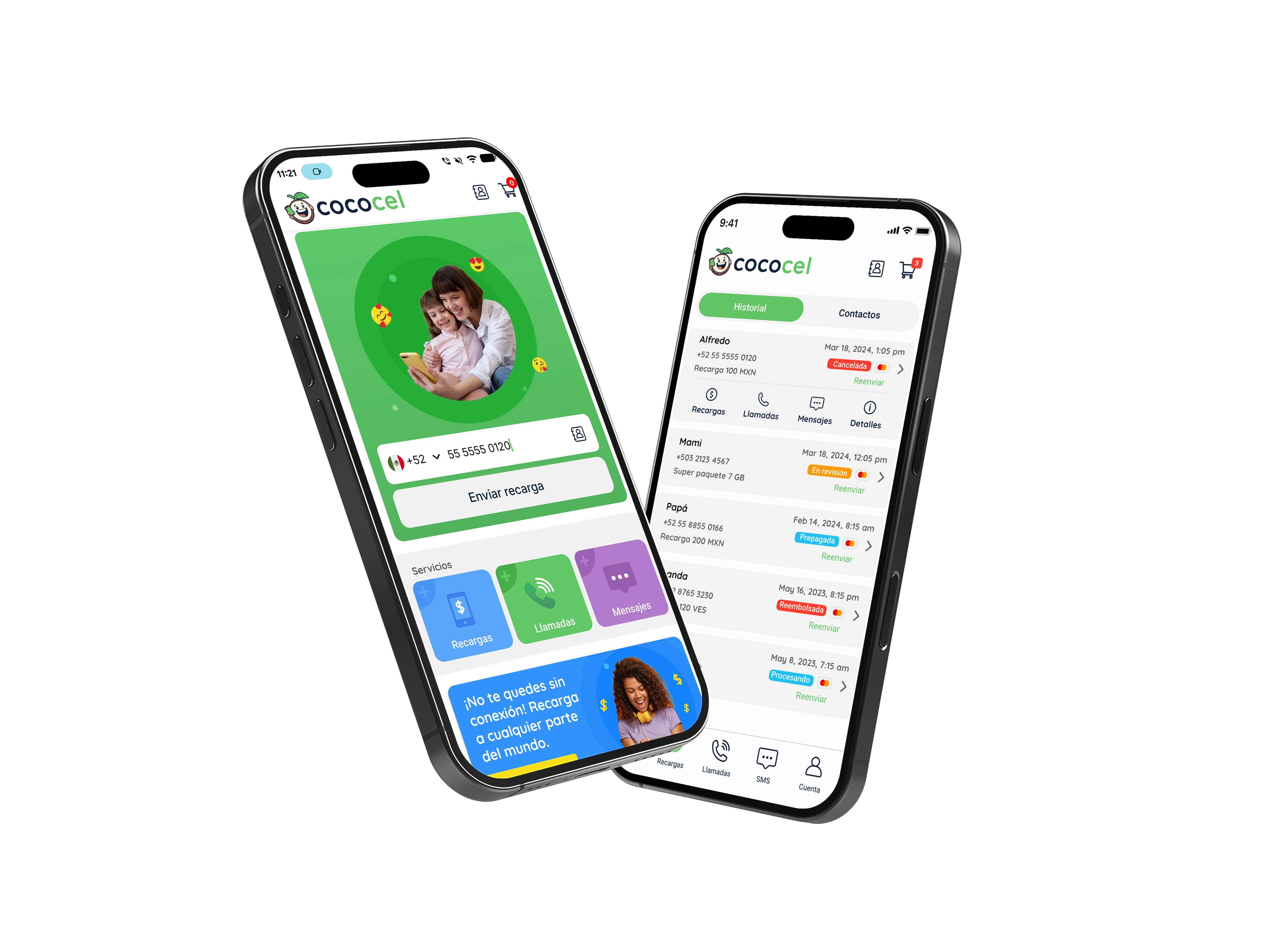 Aplicación Cococel en teléfonos móviles